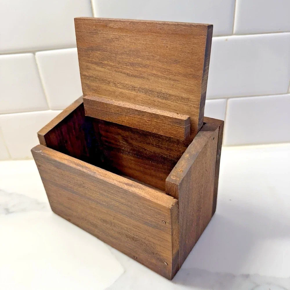 Vintage Wooden Recipe Box with Painted Chicken Farmhouse Kitchen Decor 6